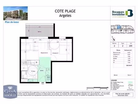 location appartement 2 pièces 39m² argeles sur mer 66700