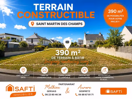 vente terrain 390 m² saint-martin-des-champs (29600)