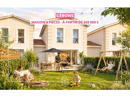 vente maison neuf 4 pièces 91m2 cérons - 274000 € - surface privée
