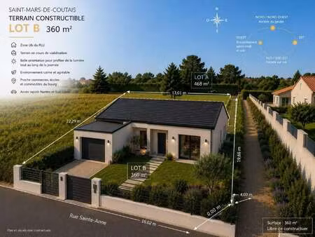 vente terrain à saint-mars-de-coutais (44680) : à vendre / 360m² saint-mars-de-coutais