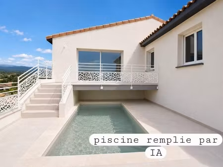 villa contemporaine de plain-pied avec piscine et vue panoramique dans un environnement ca