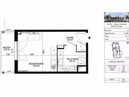 appartement 1 pièce 26 m²