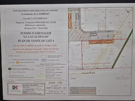 vente terrain 431 m² à lambesc (13410)  240 000 €