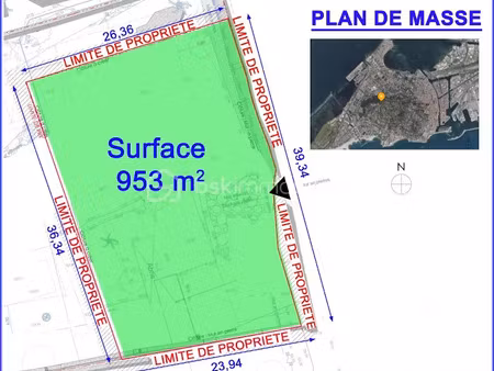 vente terrain 953 m² à sète (34200)  760 000 €