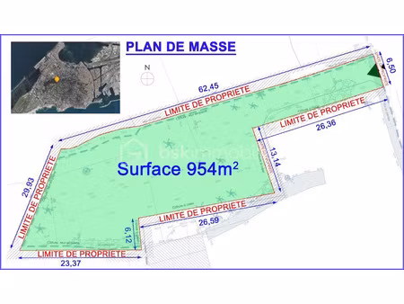 vente terrain 954 m² à sète (34200)  770 000 €