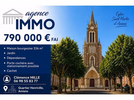 vente maison 10 pièces 336 m² à amiens (80000)  790 000 €