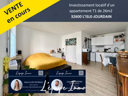 achat appartement 1 pièce 26m² l isle jourdain 32600