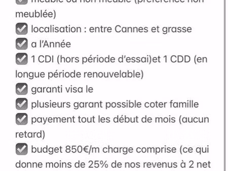 recherche t2 à l’année secteur cannes et alentour