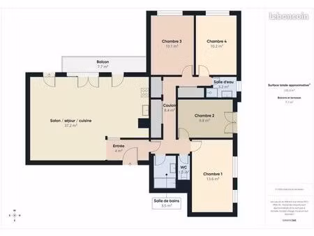 appartement carhaix-plouguer 5 pièces 106 m2 + garage + cave
