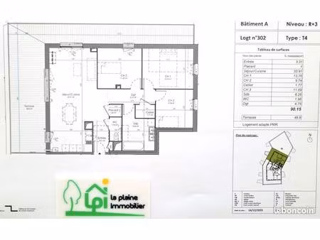 appartement 4 pièces 90 m²
