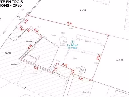 terrain constructible 261m2