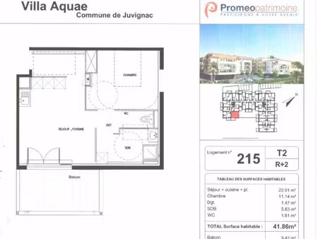 appartement 2 pièces 42m2