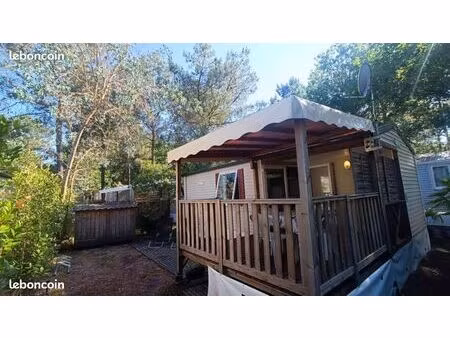 mobil-home tout équipé avec terrasse couverte – camping le paradis 4⭐ à carcans