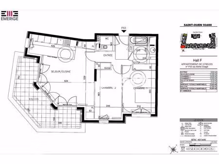 appartement 3 pièces 72.2m² - saint-ouen 93400