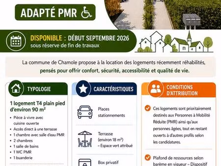 rare a louer t4 plain-pied neur pmr à chamole - dispositif prêt locatif à usage social