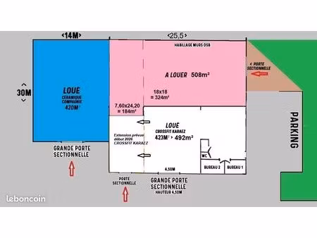 a louer hangar 508m²