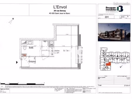studio 1 pièce 27 m²