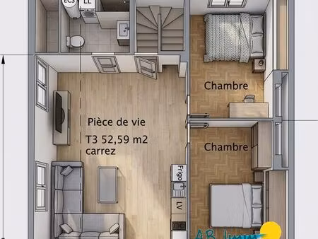 appartement 3 pièces 53 m²