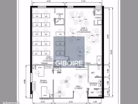 bureaux 70 m²