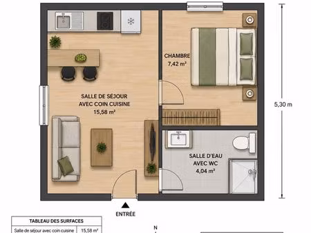 appartement 2 pièces 27 m²