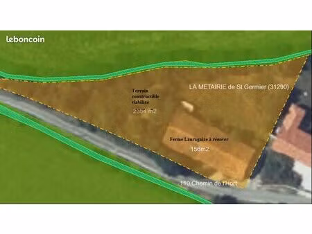 terrain constructible viabilisé 2.345 m2 saint germier (31290)