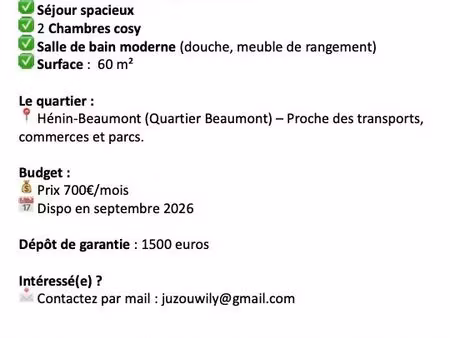 appartement à louer à hénin beaumont