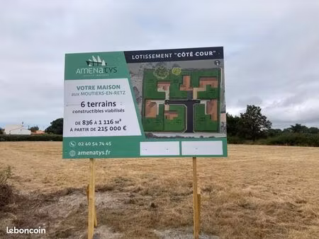 terrain 836 m² moutiers en retz