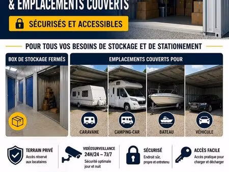 box de stockage et emplacement couvert