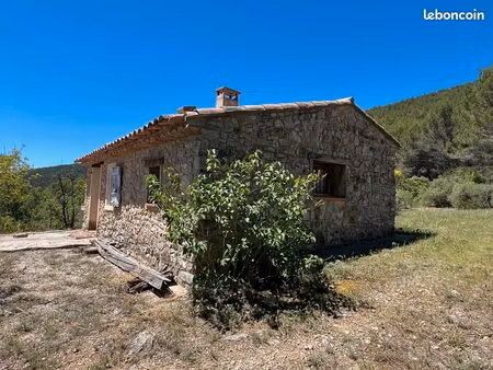 terrain arboré de 9 hectares avec cabanon en pierre