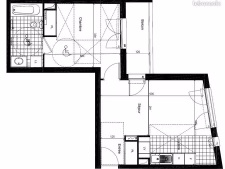 2 pièces 44 m² avec parking ss/sol - 1070/mois c.c