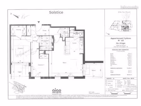 appartement 3 pièces 75 m²