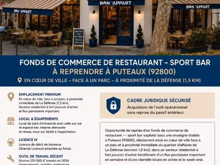 fonds de commerce  restaurant puteaux