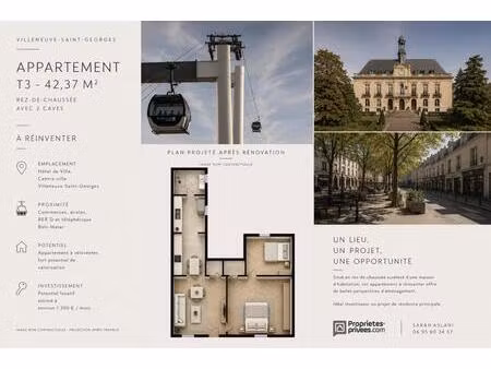 94190 villeneuve saint georges - appartement t3 avec jardin partagé + cave