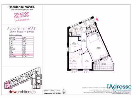 vente appartement 4 pièces  76.93m²  turckheim