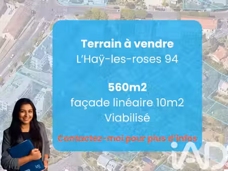 vente terrain 560 m² à l'hay-les-roses (94240)  399 000 €