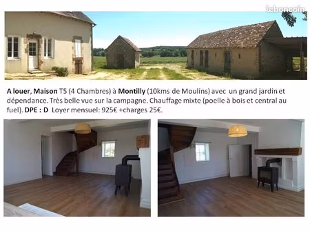 a louer maison t5 (4 chambres) 120m²  à montilly