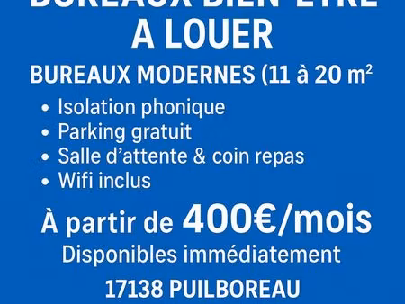 cabinet bien-être à louer 13 m² idéal thérapeute – la rochelle
