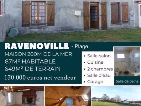 maison à 200m de la mer  à ravenoville plage