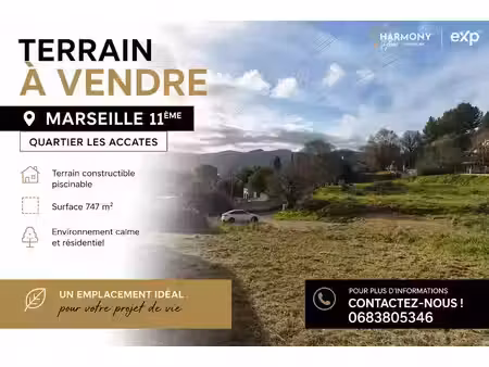 vente terrain à batir 747 m² à marseille 11ème (13011)  399 000 €