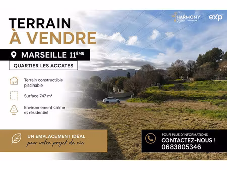 vente terrain à batir 747 m² à marseille 11ème (13011)  460 000 €