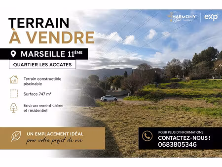 vente terrain à batir 747 m² à marseille 11ème (13011)  460 000 €