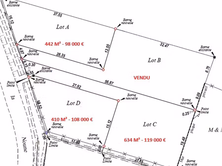 achat terrain 442m² brach 33480