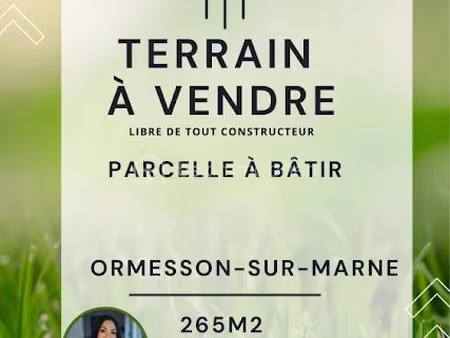 vente terrain 265 m² à ormesson-sur-marne (94490)  225 000 €