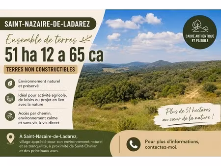 saint-nazaire-de-ladarez (34) – ensemble de terres de 51 ha 12 a 65 ca