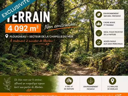 rare sur le secteur – terrain boisé de 4 092 m² aux portes de morlaix