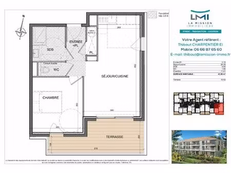 achat appartement 2 pièces 44m² antibes 06600