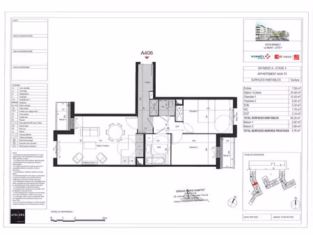 location appartement 3 pièces 65 m² à drancy (93700)  1 387 €