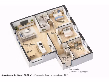 en vente appartement 80 97 m² – 487 900 € |echternach