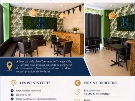 fonds de commerce restaurant à 2 pas de place tourny