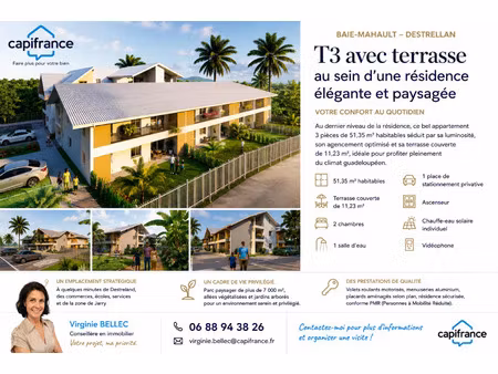 appartement à vendre baie mahault 3 pièce(s) 51m2 240 000€